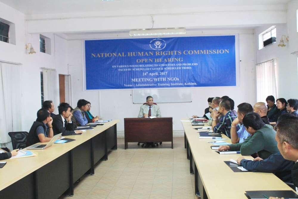 The National Human Rights Commission (NHRC) delegation meeting with various NGOs in Kohima on April 24. (Morung Photo)